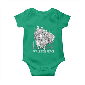 Walk for Peace Walking Monks and Aloka the Dog Baby Onesie Buddhist Mindfulness Spiritual Religious Faith TS02 Irish Green Print Your Wear