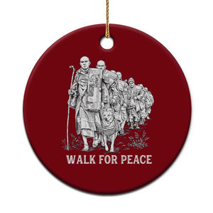 Walk for Peace Walking Monks and Aloka the Dog Ceramic Ornament Buddhist Mindfulness Spiritual Religious Faith TS02 1pc Red Print Your Wear