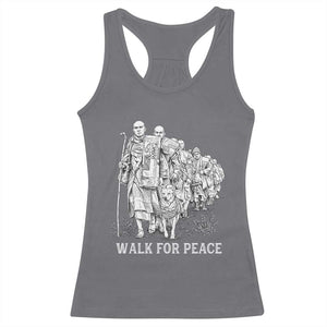 Walk for Peace Walking Monks and Aloka the Dog Racerback Tank Top Buddhist Mindfulness Spiritual Religious Faith TS02 Charcoal Print Your Wear