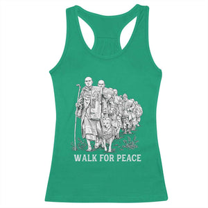 Walk for Peace Walking Monks and Aloka the Dog Racerback Tank Top Buddhist Mindfulness Spiritual Religious Faith TS02 Irish Green Print Your Wear