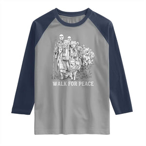 Walk for Peace Walking Monks and Aloka the Dog Raglan Shirt Buddhist Mindfulness Spiritual Religious Faith TS02 Sport Gray Navy Print Your Wear