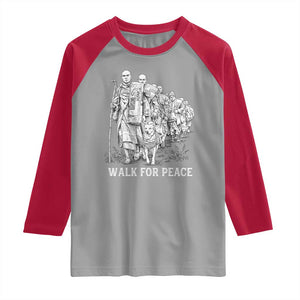 Walk for Peace Walking Monks and Aloka the Dog Raglan Shirt Buddhist Mindfulness Spiritual Religious Faith TS02 Sport Gray Red Print Your Wear