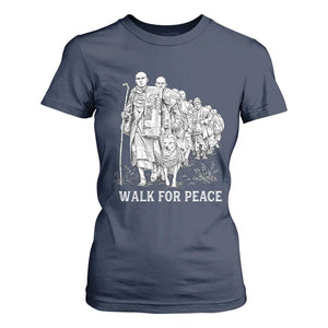 Walk for Peace Walking Monks and Aloka the Dog T Shirt For Women Buddhist Mindfulness Spiritual Religious Faith TS02 Navy Print Your Wear