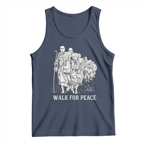 Walk for Peace Walking Monks and Aloka the Dog Tank Top Buddhist Mindfulness Spiritual Religious Faith TS02 Navy Print Your Wear