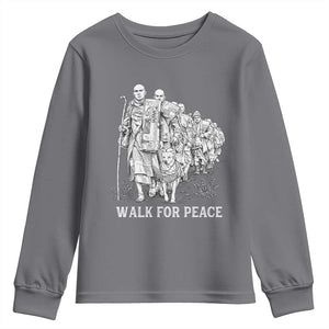 Walk for Peace Walking Monks and Aloka the Dog Youth Sweatshirt Buddhist Mindfulness Spiritual Religious Faith TS02 Charcoal Print Your Wear