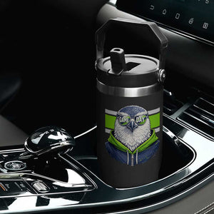 Cool Hawk Wearing Hoodie Graphic Flip Straw Tumbler Game Day Swagger TS02 Print Your Wear