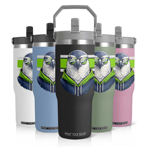Cool Hawk Wearing Hoodie Graphic Flip Straw Tumbler Game Day Swagger TS02 Print Your Wear