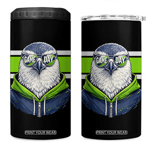 Cool Hawk Wearing Hoodie Graphic 4 in 1 Can Cooler Tumbler Game Day Swagger TS02 One Size: 16 oz Black Print Your Wear