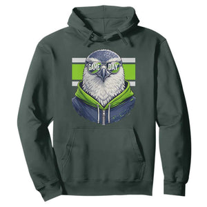 Cool Hawk Wearing Hoodie Graphic Hoodie Game Day Swagger TS02 Dark Forest Green Print Your Wear