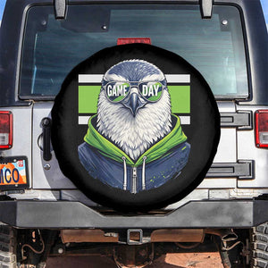 Cool Hawk Wearing Hoodie Graphic Spare Tire Cover Game Day Swagger TS02 No hole Black Print Your Wear