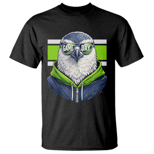 Cool Hawk Wearing Hoodie Graphic T Shirt Game Day Swagger TS02 Black Print Your Wear