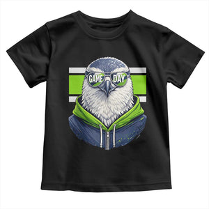 Cool Hawk Wearing Hoodie Graphic Toddler T Shirt Game Day Swagger TS02 Black Print Your Wear