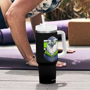 Cool Hawk Wearing Hoodie Graphic Tumbler With Handle Game Day Swagger TS02 Print Your Wear