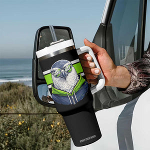 Cool Hawk Wearing Hoodie Graphic Tumbler With Handle Game Day Swagger TS02 Print Your Wear