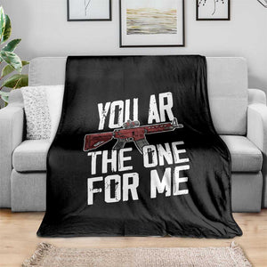 Funny Gun Lover Valentine Pun Throw Blanket You AR the One for Me Tactical Romance TS02 Print Your Wear