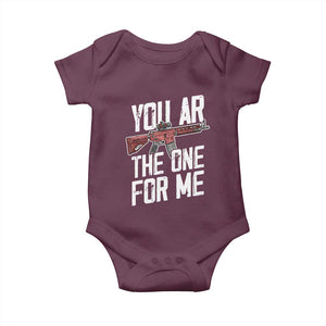 Funny Gun Lover Valentine Pun Baby Onesie You AR the One for Me Tactical Romance TS02 Maroon Print Your Wear