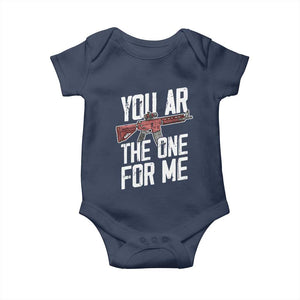 Funny Gun Lover Valentine Pun Baby Onesie You AR the One for Me Tactical Romance TS02 Navy Print Your Wear
