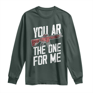 Funny Gun Lover Valentine Pun Long Sleeve Shirt You AR the One for Me Tactical Romance TS02 Dark Forest Green Print Your Wear