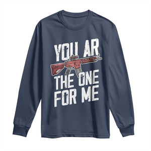 Funny Gun Lover Valentine Pun Long Sleeve Shirt You AR the One for Me Tactical Romance TS02 Navy Print Your Wear