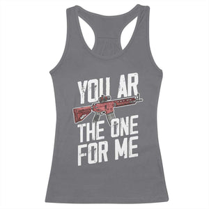 Funny Gun Lover Valentine Pun Racerback Tank Top You AR the One for Me Tactical Romance TS02 Charcoal Print Your Wear