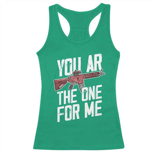 Funny Gun Lover Valentine Pun Racerback Tank Top You AR the One for Me Tactical Romance TS02 Irish Green Print Your Wear