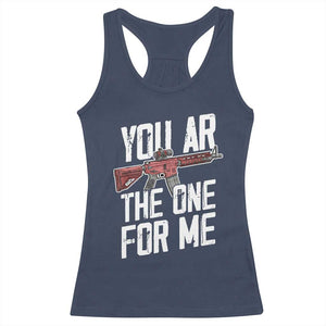 Funny Gun Lover Valentine Pun Racerback Tank Top You AR the One for Me Tactical Romance TS02 Navy Print Your Wear