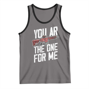 Funny Gun Lover Valentine Pun Tank Top You AR the One for Me Tactical Romance TS02 Deep Heather Black Print Your Wear