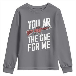 Funny Gun Lover Valentine Pun Youth Sweatshirt You AR the One for Me Tactical Romance TS02 Charcoal Print Your Wear