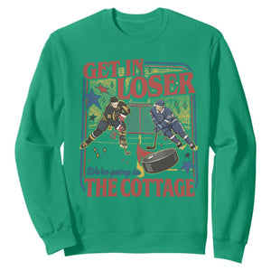Get In Loser We’re Going To The Cottage Sweatshirt Hockey Romance LGBT Retro Summer Road Trip TS02 Irish Green Print Your Wear