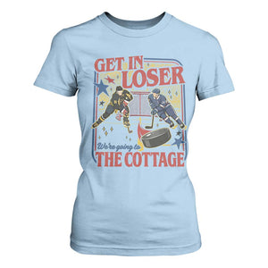 Get In Loser We’re Going To The Cottage T Shirt For Women Hockey Romance LGBT Retro Summer Road Trip TS02 Light Blue Print Your Wear