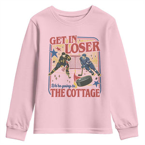 Get In Loser We’re Going To The Cottage Youth Sweatshirt Hockey Romance LGBT Retro Summer Road Trip TS02 Light Pink Print Your Wear