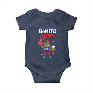 Funny Benito Bowl Puerto Rican Football Baby Onesie Coquí Frog Music Fan with Beer and Foam Finger TS02 Navy Print Your Wear