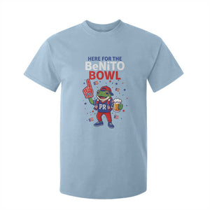 Funny Benito Bowl Puerto Rican Football T Shirt For Kid Coquí Frog Music Fan with Beer and Foam Finger TS02 Light Blue Print Your Wear