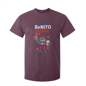 Funny Benito Bowl Puerto Rican Football T Shirt For Kid Coquí Frog Music Fan with Beer and Foam Finger TS02 Maroon Print Your Wear