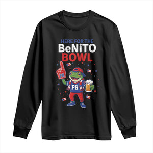 Funny Benito Bowl Puerto Rican Football Long Sleeve Shirt Coquí Frog Music Fan with Beer and Foam Finger TS02 Black Print Your Wear