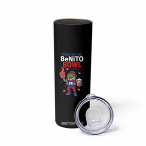 Funny Benito Bowl Puerto Rican Football Skinny Tumbler Coquí Frog Music Fan with Beer and Foam Finger TS02 Print Your Wear