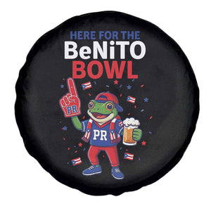 Funny Benito Bowl Puerto Rican Football Spare Tire Cover Coquí Frog Music Fan with Beer and Foam Finger TS02 Print Your Wear