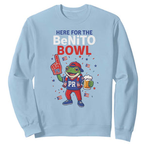 Funny Benito Bowl Puerto Rican Football Sweatshirt Coquí Frog Music Fan with Beer and Foam Finger TS02 Light Blue Print Your Wear