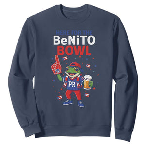 Funny Benito Bowl Puerto Rican Football Sweatshirt Coquí Frog Music Fan with Beer and Foam Finger TS02 Navy Print Your Wear