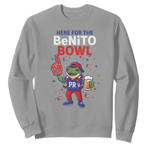 Funny Benito Bowl Puerto Rican Football Sweatshirt Coquí Frog Music Fan with Beer and Foam Finger TS02 Sport Gray Print Your Wear