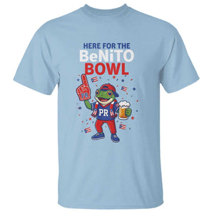 Funny Benito Bowl Puerto Rican Football T Shirt Coquí Frog Music Fan with Beer and Foam Finger TS02 Light Blue Print Your Wear