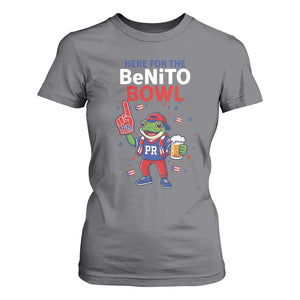 Funny Benito Bowl Puerto Rican Football T Shirt For Women Coquí Frog Music Fan with Beer and Foam Finger TS02 Charcoal Print Your Wear