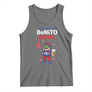 Funny Benito Bowl Puerto Rican Football Tank Top Coquí Frog Music Fan with Beer and Foam Finger TS02 Black Heather Print Your Wear