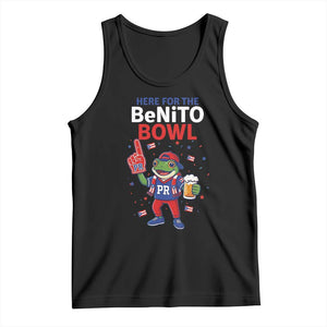 Funny Benito Bowl Puerto Rican Football Tank Top Coquí Frog Music Fan with Beer and Foam Finger TS02 Black Print Your Wear