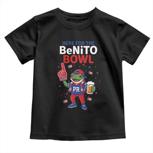 Funny Benito Bowl Puerto Rican Football Toddler T Shirt Coquí Frog Music Fan with Beer and Foam Finger TS02 Black Print Your Wear