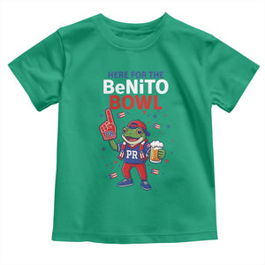 Funny Benito Bowl Puerto Rican Football Toddler T Shirt Coquí Frog Music Fan with Beer and Foam Finger TS02 Irish Green Print Your Wear