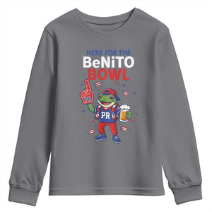 Funny Benito Bowl Puerto Rican Football Youth Sweatshirt Coquí Frog Music Fan with Beer and Foam Finger TS02 Charcoal Print Your Wear