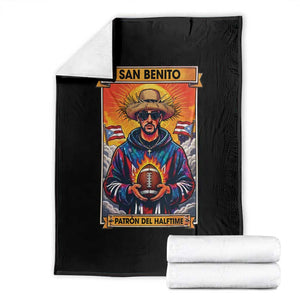 Funny San Benito Patron del Halftime Throw Blanket Bowl 2026 Puerto Rican Football Music Fan TS02 Black Print Your Wear