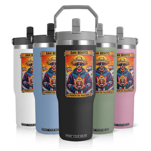 Funny San Benito Patron del Halftime Flip Straw Tumbler Bowl 2026 Puerto Rican Football Music Fan TS02 Print Your Wear