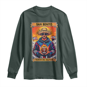 Funny San Benito Patron del Halftime Long Sleeve Shirt Bowl 2026 Puerto Rican Football Music Fan TS02 Dark Forest Green Print Your Wear